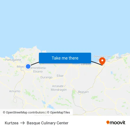 Kurtzea to Basque Culinary Center map