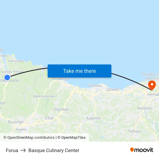 Forua to Basque Culinary Center map