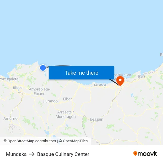 Mundaka to Basque Culinary Center map