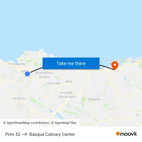 Prim 52 to Basque Culinary Center map