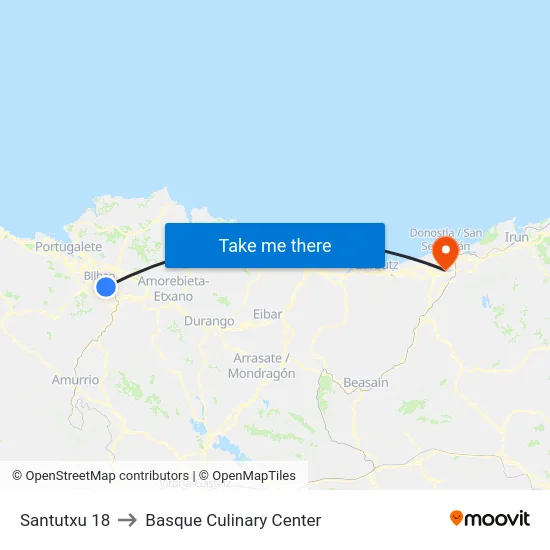 Santutxu 18 to Basque Culinary Center map
