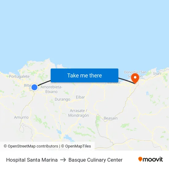 Hospital Santa Marina to Basque Culinary Center map