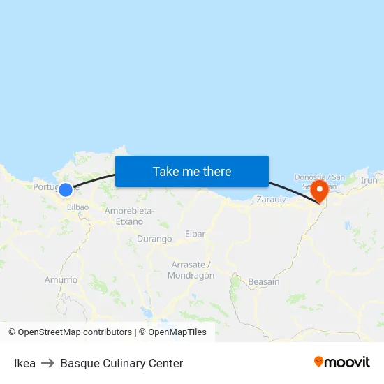 Ikea to Basque Culinary Center map