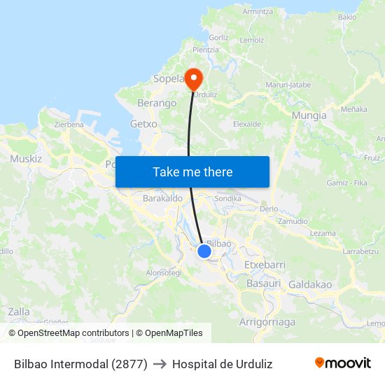Bilbao Intermodal (2877) to Hospital de Urduliz map