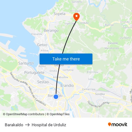 Barakaldo to Hospital de Urduliz map