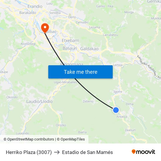 Herriko Plaza (3007) to Estadio de San Mamés map