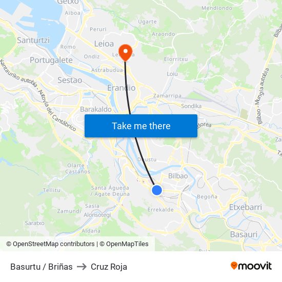 Basurtu / Briñas to Cruz Roja map