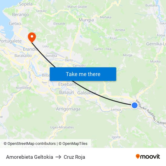 Amorebieta Geltokia to Cruz Roja map