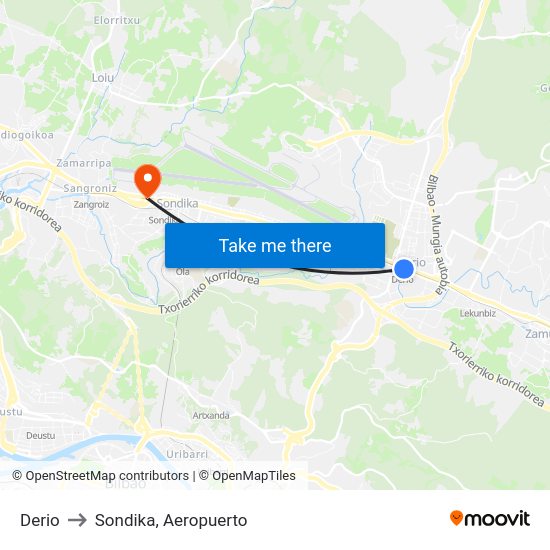 Derio to Sondika, Aeropuerto map