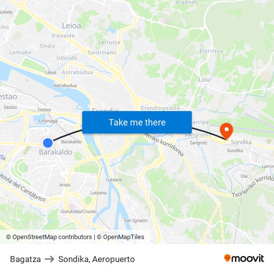 Bagatza to Sondika, Aeropuerto map