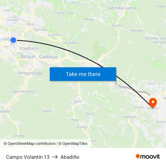 Campo Volantín 13 to Abadiño map