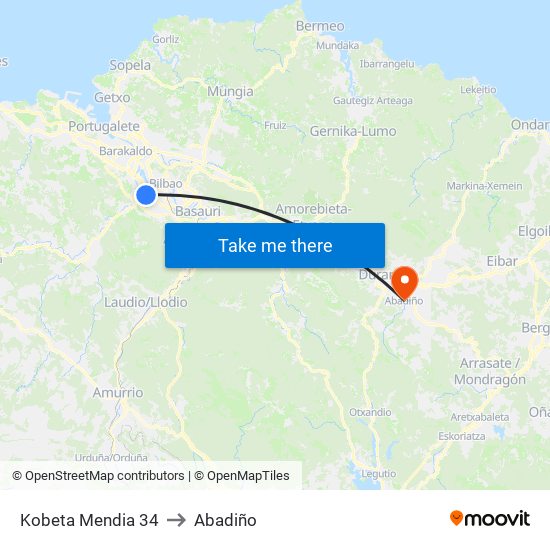 Kobeta Mendia 34 to Abadiño map