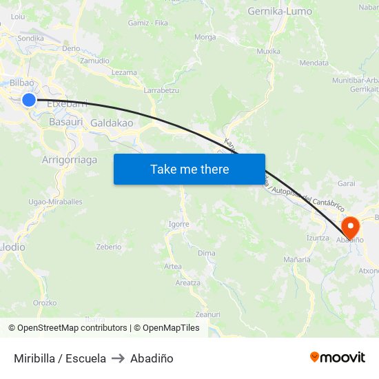 Miribilla / Escuela to Abadiño map