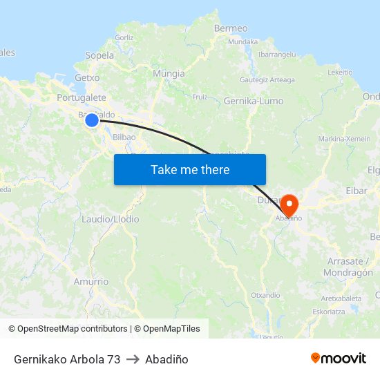 Gernikako Arbola 73 to Abadiño map