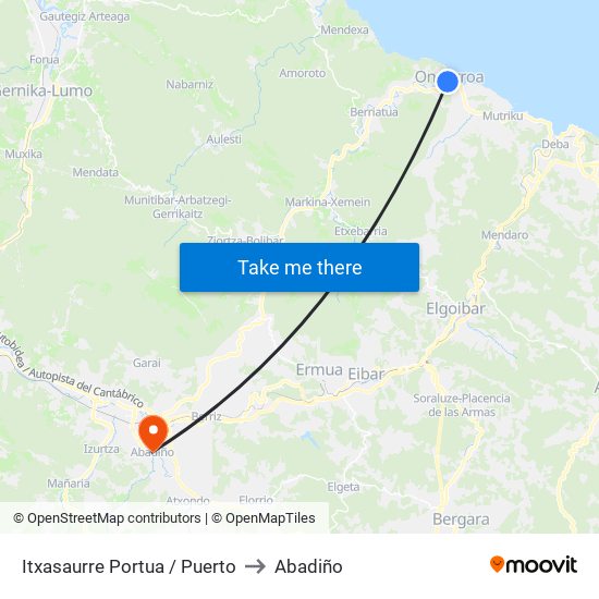 Itxasaurre Portua / Puerto to Abadiño map