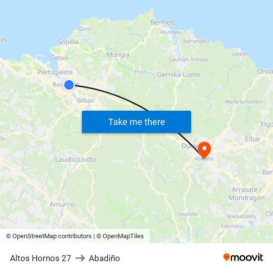 Altos Hornos 27 to Abadiño map