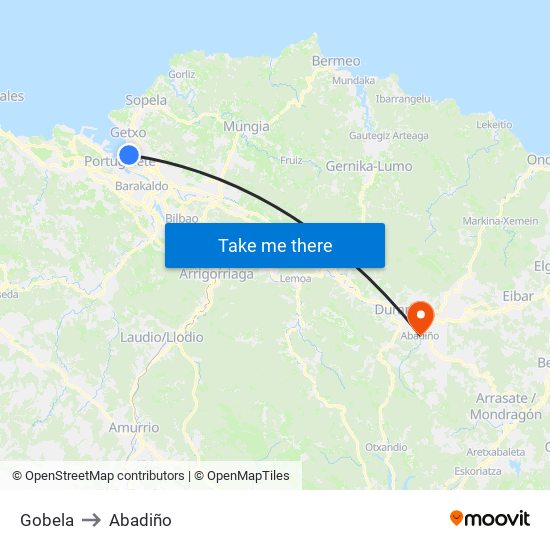 Gobela to Abadiño map