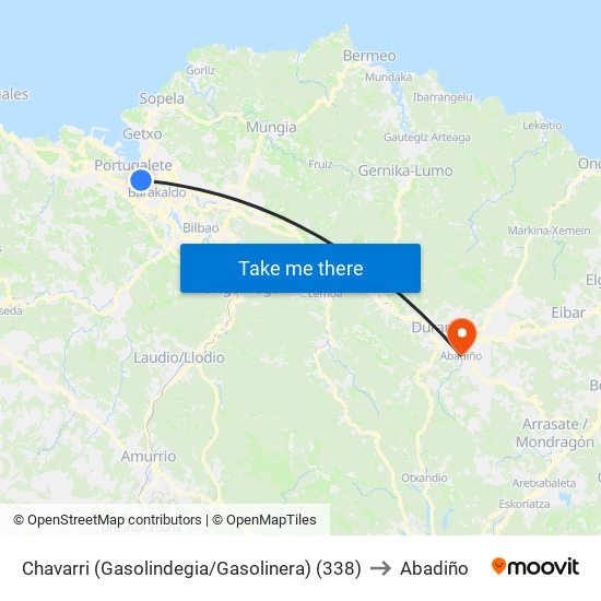 Chavarri (Gasolindegia/Gasolinera) (338) to Abadiño map