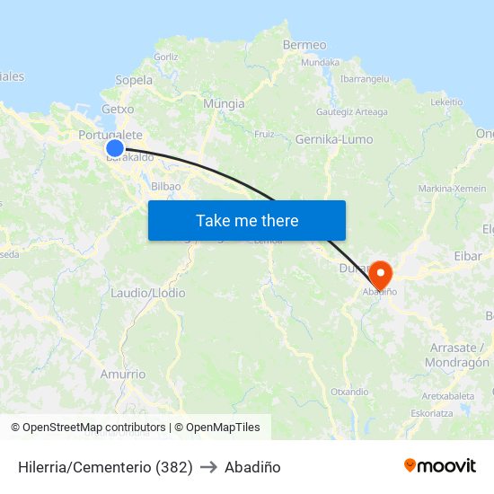 Hilerria/Cementerio (382) to Abadiño map