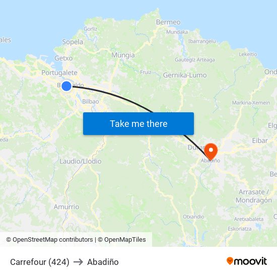Carrefour (424) to Abadiño map
