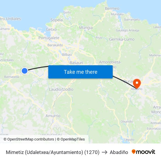 Mimetiz (Udaletxea/Ayuntamiento) (1270) to Abadiño map