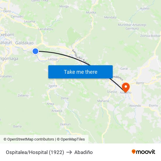 Ospitalea/Hospital (1922) to Abadiño map