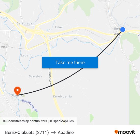 Berriz-Olakueta (2711) to Abadiño map