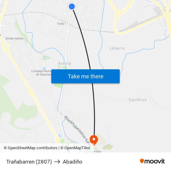 Trañabarren (2807) to Abadiño map