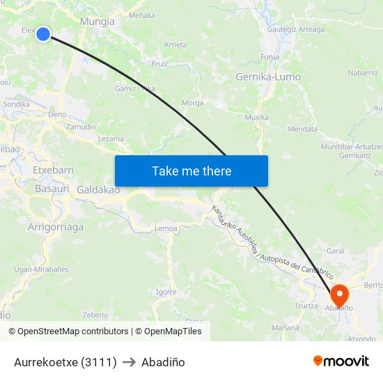 Aurrekoetxe (3111) to Abadiño map