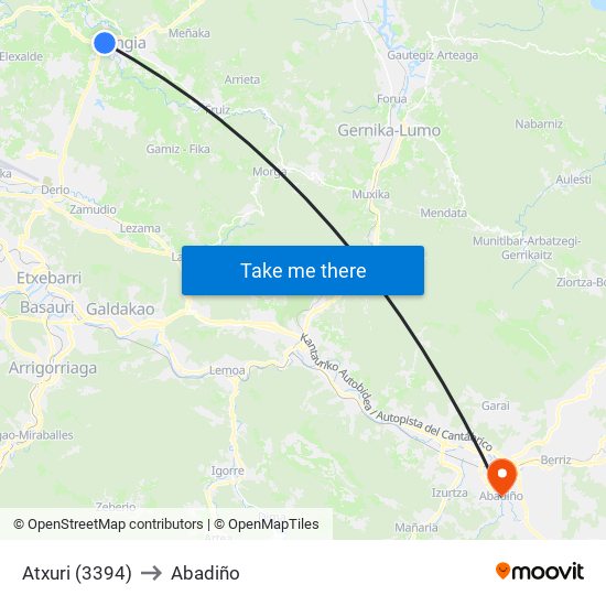 Atxuri (3394) to Abadiño map