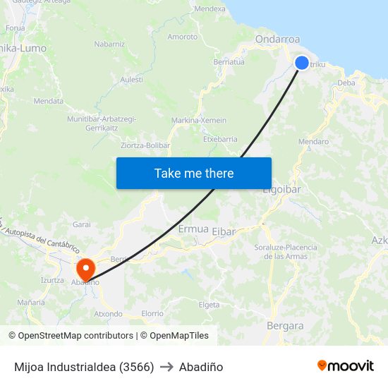 Mijoa Industrialdea (3566) to Abadiño map