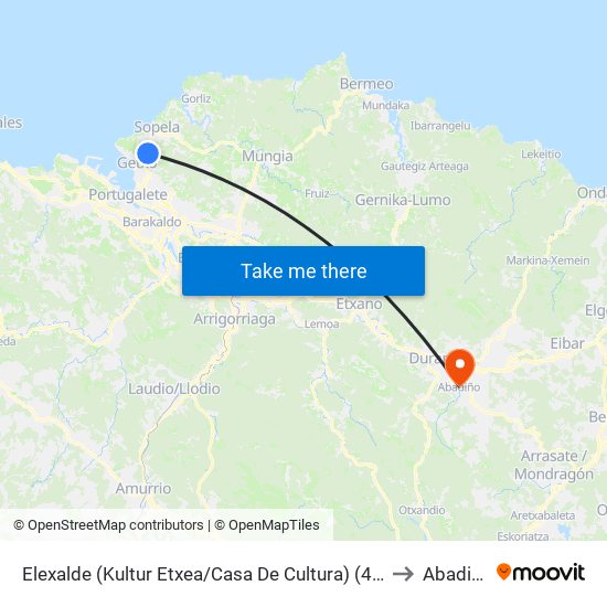 Elexalde (Kultur Etxea/Casa De Cultura) (4195) to Abadiño map