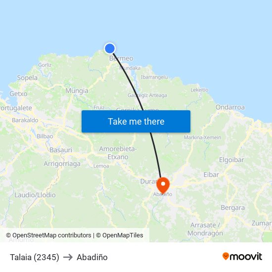 Talaia (2345) to Abadiño map