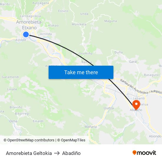 Amorebieta Geltokia to Abadiño map