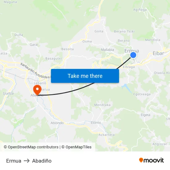 Ermua to Abadiño map