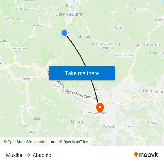 Muxika to Abadiño map