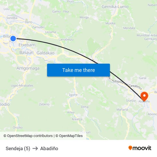 Sendeja (5) to Abadiño map