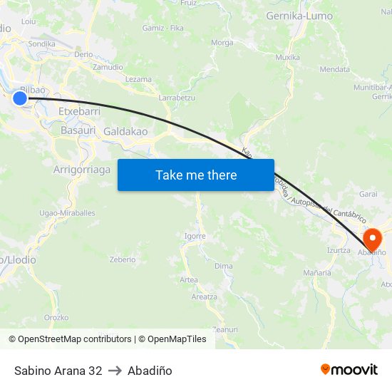 Sabino Arana 32 to Abadiño map