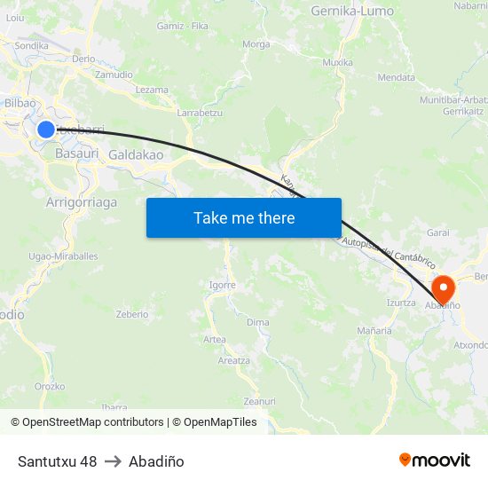 Santutxu 48 to Abadiño map