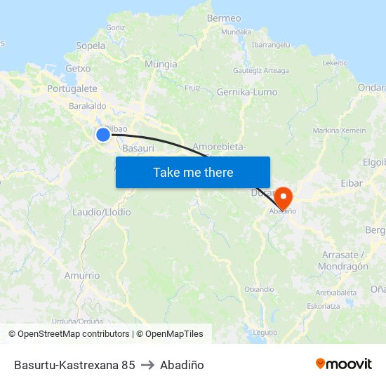 Basurtu-Kastrexana 85 to Abadiño map