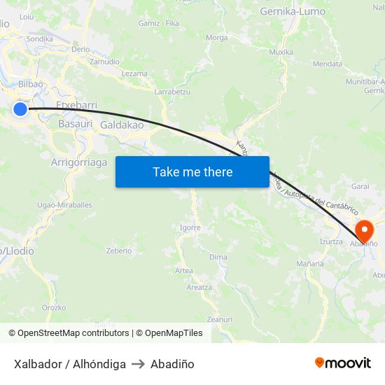 Xalbador / Alhóndiga to Abadiño map