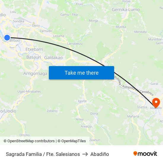 Sagrada Familia / Fte. Salesianos to Abadiño map