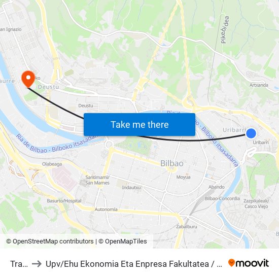 Trauko 3 to Upv / Ehu Ekonomia Eta Enpresa Fakultatea / Campus De Economía Y Empresa (Sarriko) map