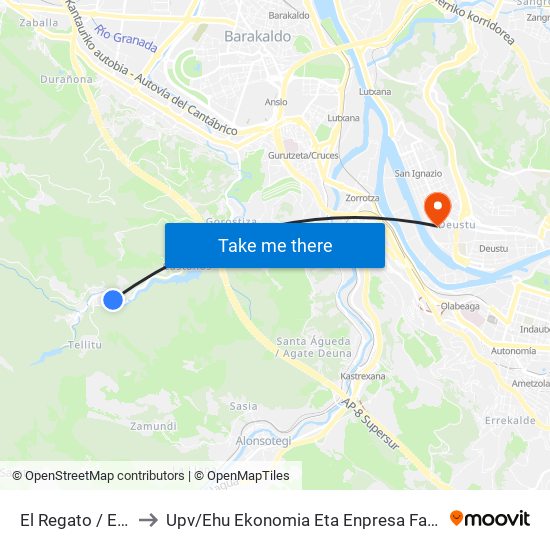 El Regato / Errekatxo Eliza / Iglesia to Upv / Ehu Ekonomia Eta Enpresa Fakultatea / Campus De Economía Y Empresa (Sarriko) map