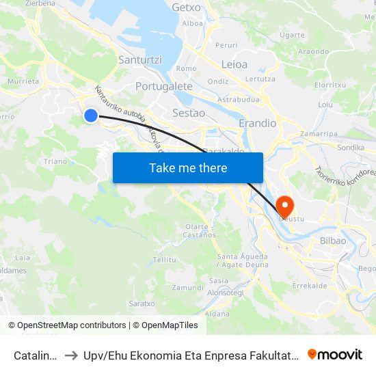 Catalina Gibaja 23 to Upv / Ehu Ekonomia Eta Enpresa Fakultatea / Campus De Economía Y Empresa (Sarriko) map