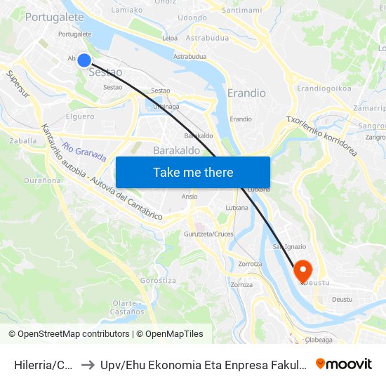 Hilerria/Cementerio (379) to Upv / Ehu Ekonomia Eta Enpresa Fakultatea / Campus De Economía Y Empresa (Sarriko) map