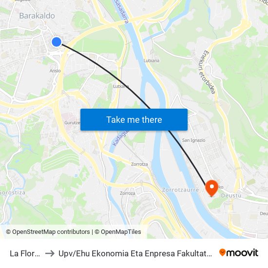 La Florida 7 (600) to Upv / Ehu Ekonomia Eta Enpresa Fakultatea / Campus De Economía Y Empresa (Sarriko) map