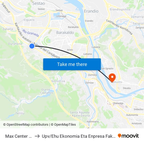 Max Center (Aldaiturriaga) (667) to Upv / Ehu Ekonomia Eta Enpresa Fakultatea / Campus De Economía Y Empresa (Sarriko) map