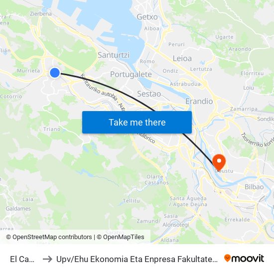El Casal (1140) to Upv / Ehu Ekonomia Eta Enpresa Fakultatea / Campus De Economía Y Empresa (Sarriko) map