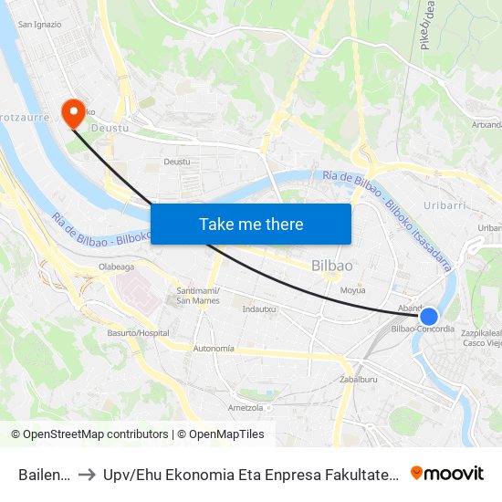 Bailen 1 (2404) to Upv / Ehu Ekonomia Eta Enpresa Fakultatea / Campus De Economía Y Empresa (Sarriko) map